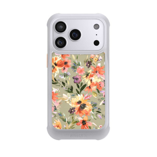 Apple iPhone 17 Pro NIVOmax Malerische tropische Blumen Salbeigrün