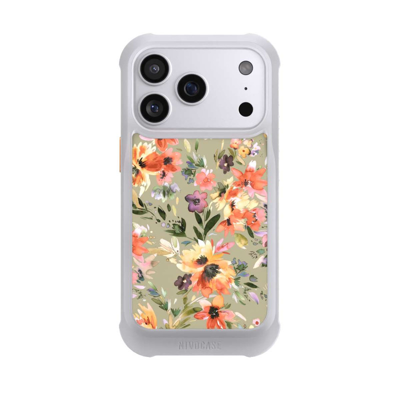 iPhone 17 Pro NIVOmax Malerische tropische Blumen Salbeigrün