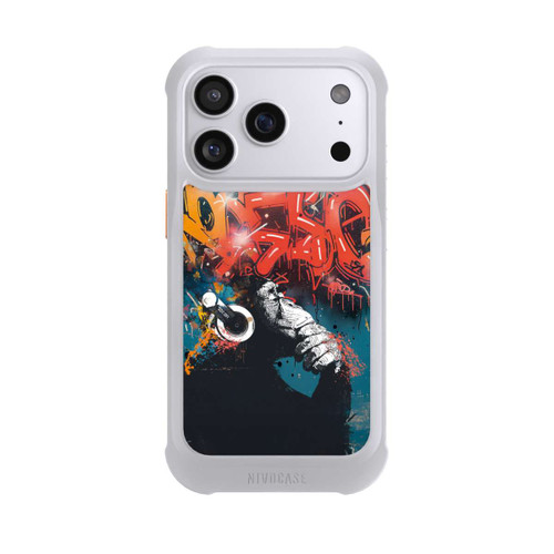 Apple iPhone 17 Pro NIVOmax Affe Stereo Kopfhörer Graffiti Street Art