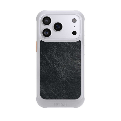 Apple iPhone 17 Pro NIVOmax Schwarzer Lederlook Hintergrund