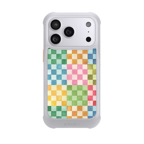 Apple iPhone 17 Pro NIVOmax Checkerboard Watercolor Chess Geometric Red