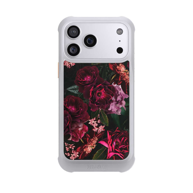 iPhone 17 Pro Max NIVOmax Fleurs rouge foncé et roses
