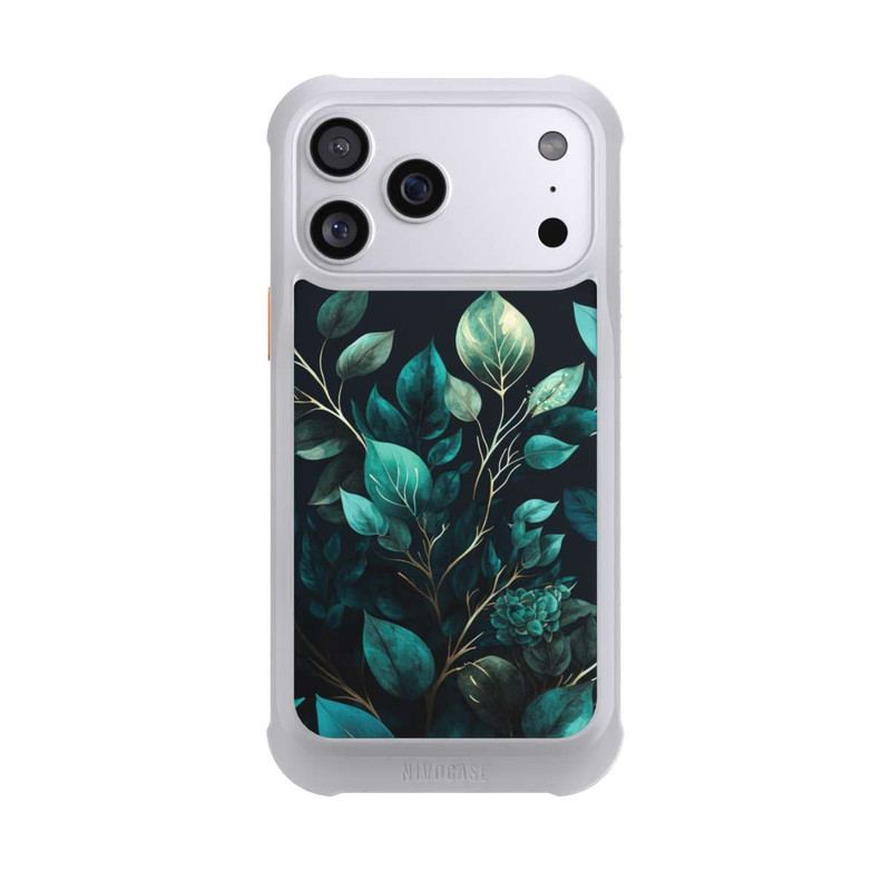 iPhone 17 Pro Max NIVOmax Grüne Eukalyptus Blätter mit dunklem Hintergrund mit KI