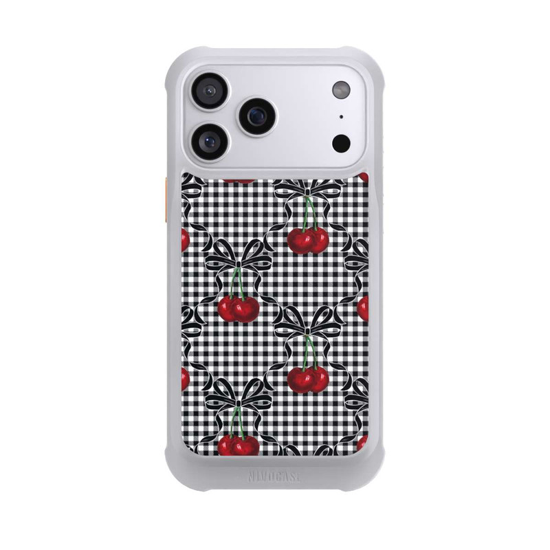 iPhone 17 Pro Max NIVOmax Kirschen Muster Schwarz