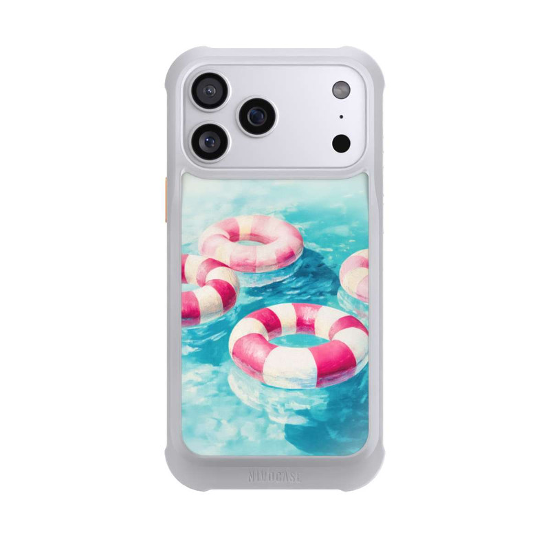 iPhone 17 Pro Max NIVOmax Striped Swim Rings in The Pool