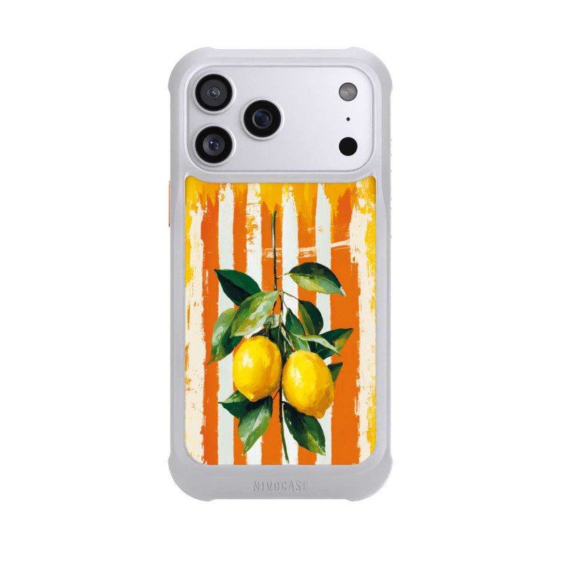 iPhone 17 Pro Max NIVOmax Summer Lemons on Stripes with AI