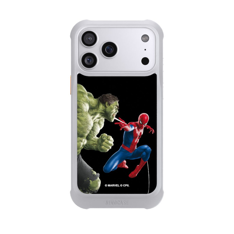 iPhone 17 Pro Max NIVOmax Spider-Man affronte Hulk