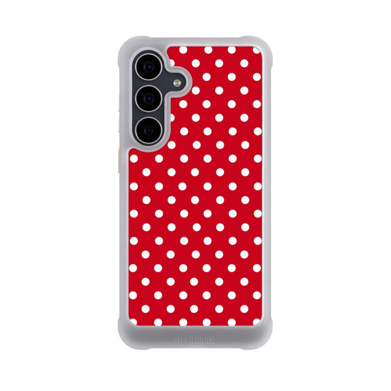 Galaxy S25 FE NIVOmax Confettis Blancs sur Fond Rouge