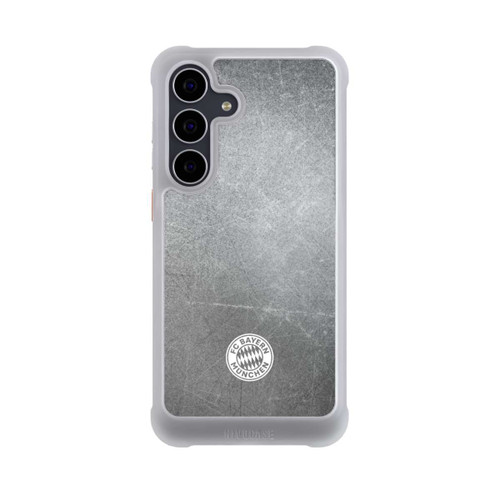 Samsung Galaxy S25 FE NIVOmax Klassisches FCB Logo Klein - Weiß auf Metalllook