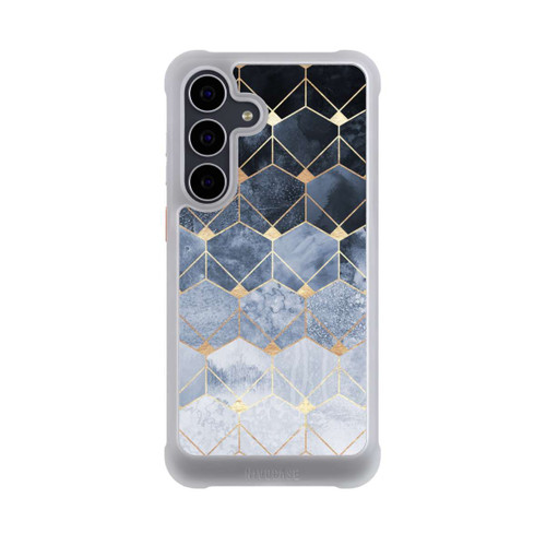 Samsung Galaxy S25 FE NIVOmax Blue Hexagons And Diamonds Gold Print