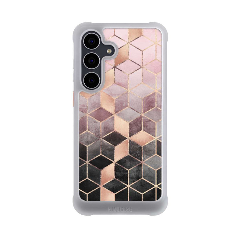 Galaxy S25 FE NIVOmax Pink-grauer Farbverlauf Würfel Druck