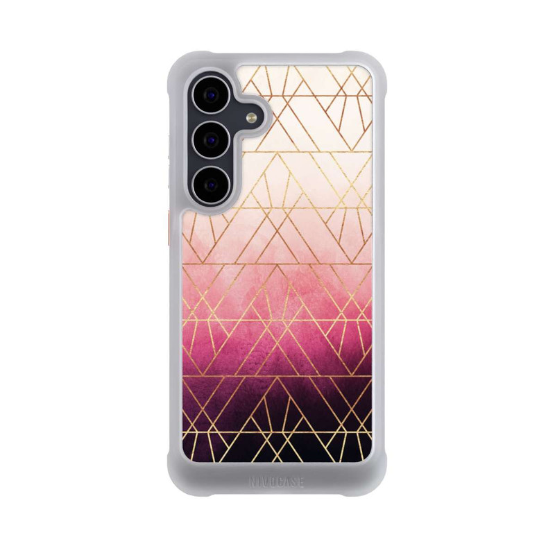 Galaxy S25 FE NIVOmax Pink Ombre Triangles Gold Print