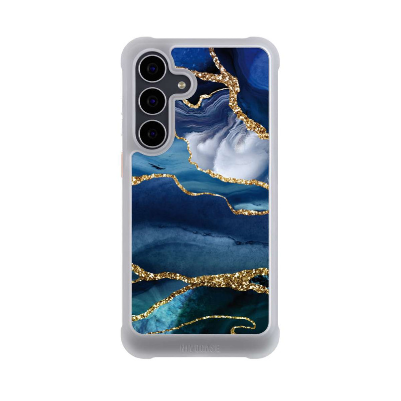 Galaxy S25 FE NIVOmax  Blauer Marmor Gold Glitzer Look