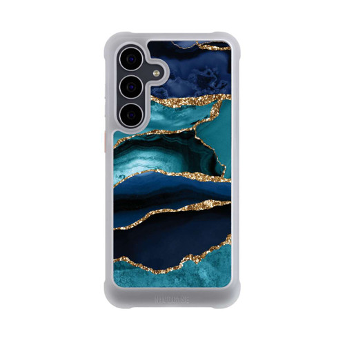 Samsung Galaxy S25 FE NIVOmax Dark and Light Blue Marble Gold Glitter Look
