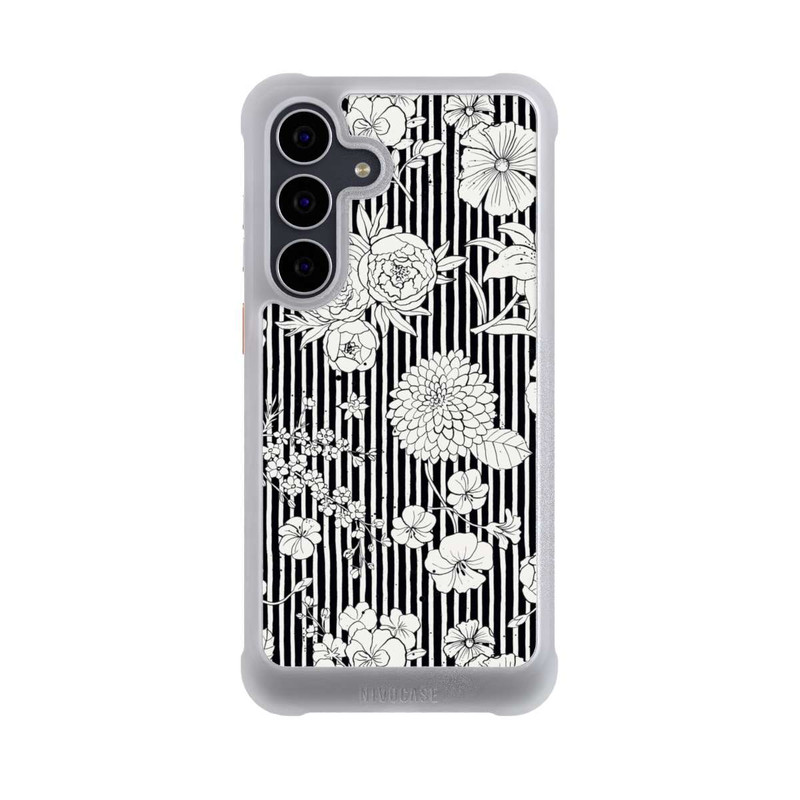 Galaxy S25 FE NIVOmax Fleurs et rayures noir et blanc