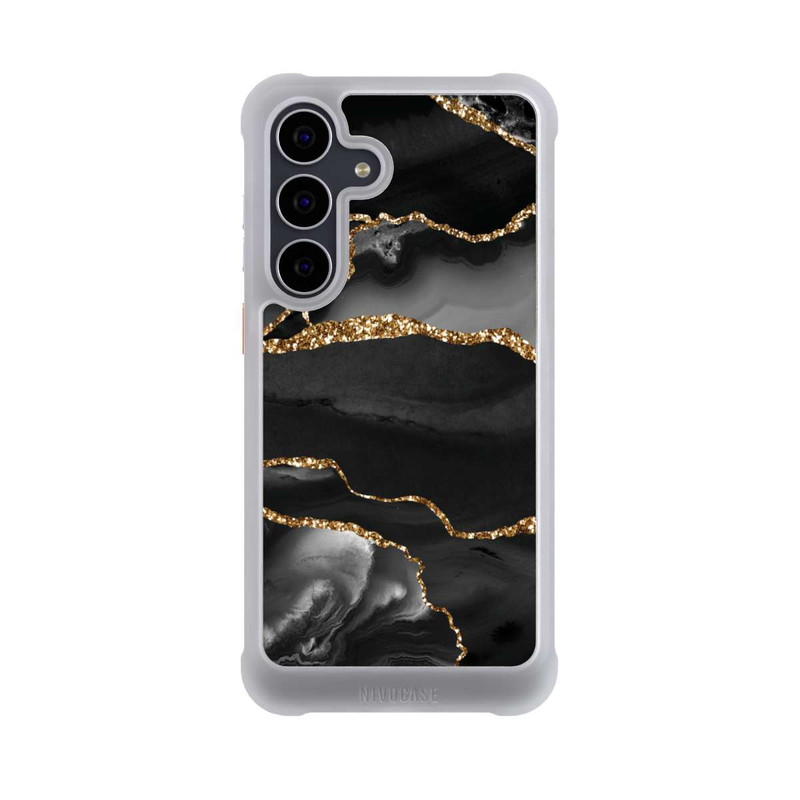 Galaxy S25 FE NIVOmax Dunkle Marmorstreifen im Goldlook