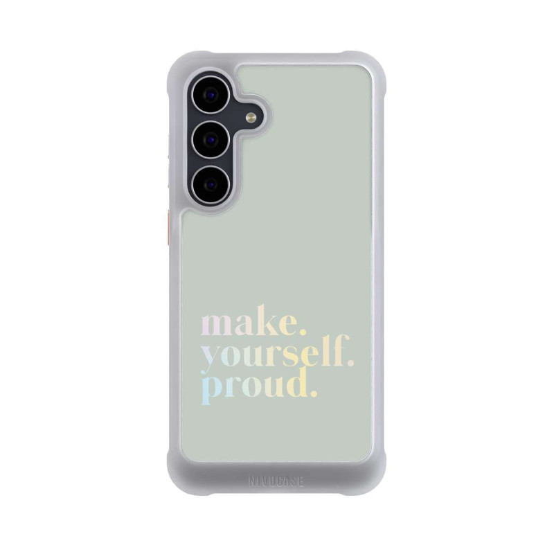 Galaxy S25 FE NIVOmax Make Yourself Proud Zitat-Minze und Farbverlauf