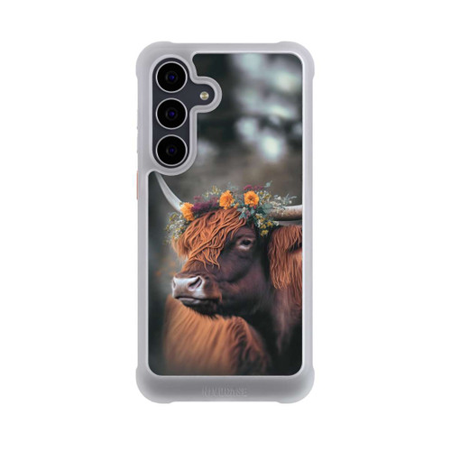 Samsung Galaxy S25 FE NIVOmax Vache des Highlands avec des fleurs avec IA