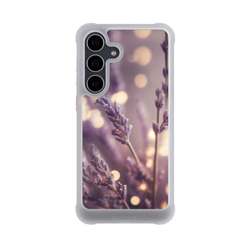 Samsung Galaxy S25 FE NIVOmax Lavande en gros plan avec IA