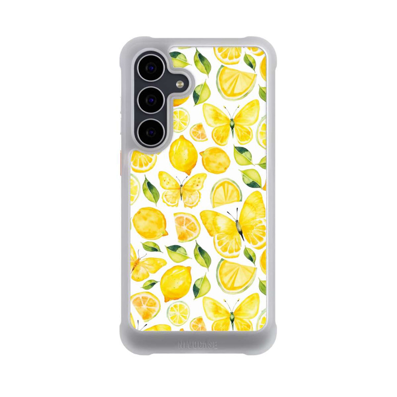 Galaxy S25 FE NIVOmax Zitrone und Schmetterling Muster