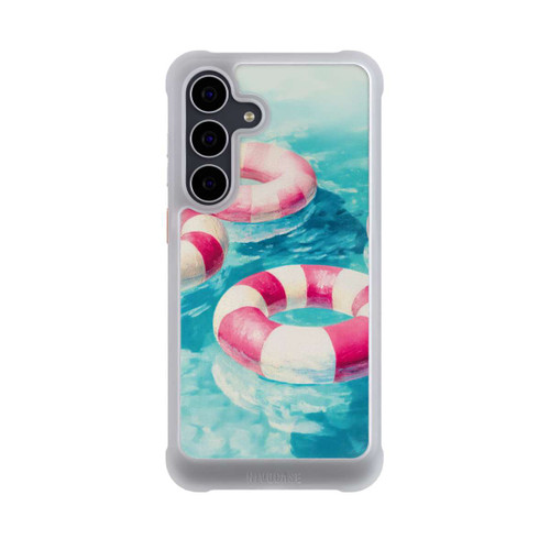 Samsung Galaxy S25 FE NIVOmax Gestreifte Schwimmringe im Pool