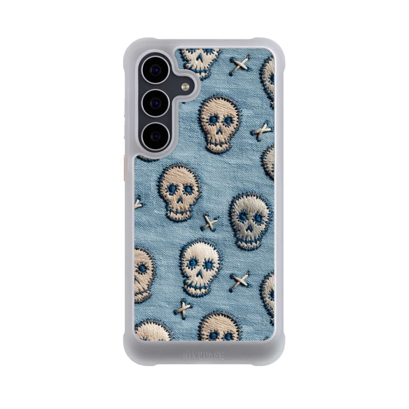 Galaxy S25 FE NIVOmax Skulls on Jeans Pattern