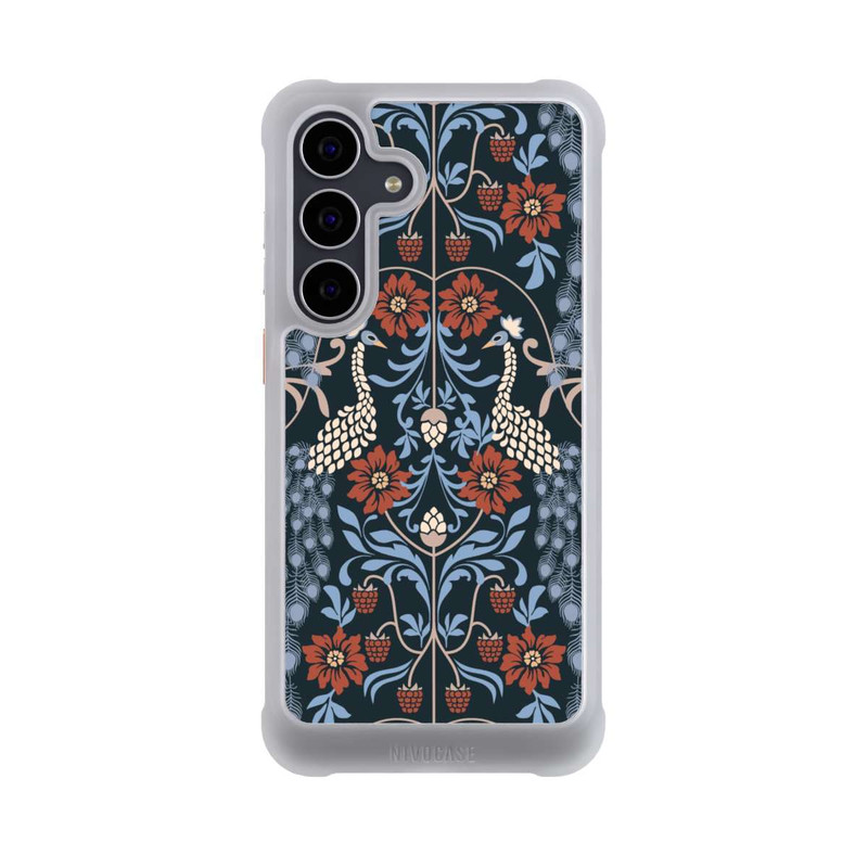 Galaxy S25 FE NIVOmax Vintage Peacock Garden Arts and Crafts Floral Dark