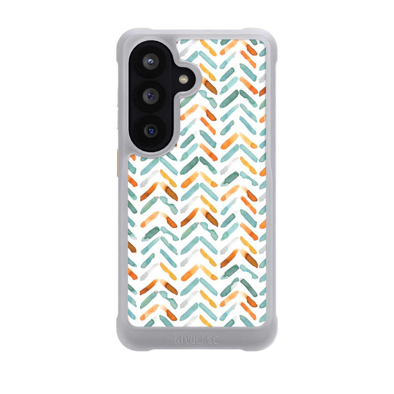 Galaxy S26 NIVOmax Élégant Automne Chevron Bleu Orange