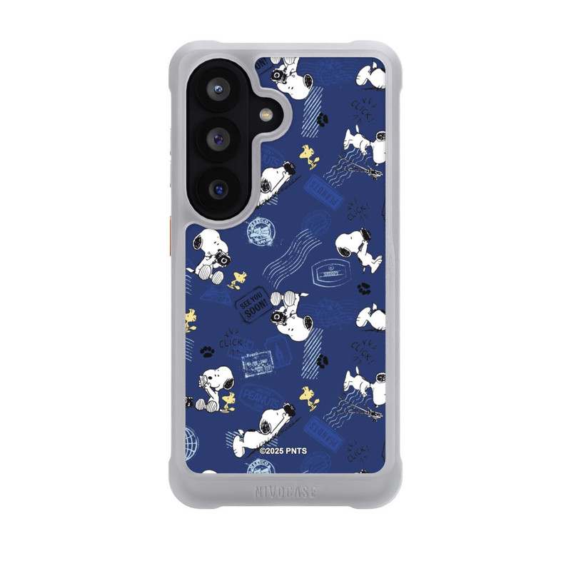Galaxy S26 NIVOmax Peanuts Travel Stamps Pattern Blue