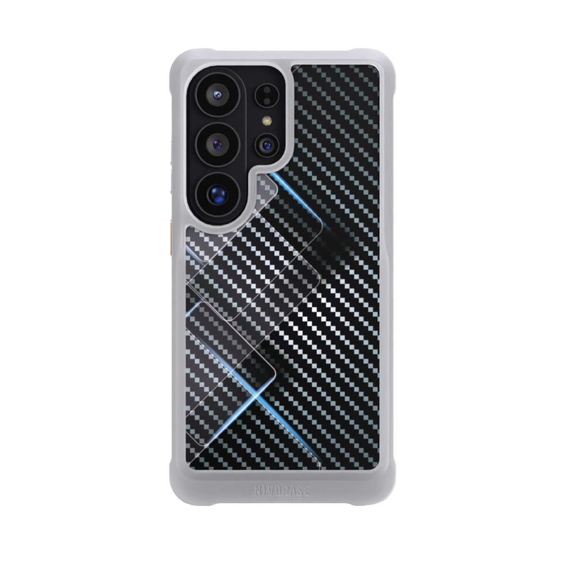 Galaxy S26 Ultra NIVOmax Blaue Linien auf Karbon