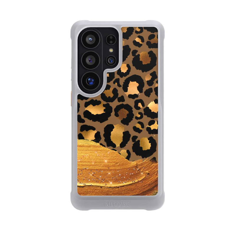 Galaxy S26 Ultra NIVOmax Dunkelgoldener Leoparden Glitzerlook