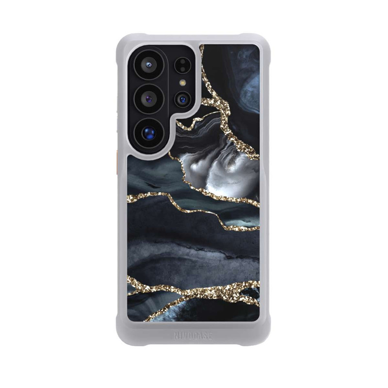 Galaxy S26 Ultra NIVOmax Dunkler Marmor Gold Glitzerlook