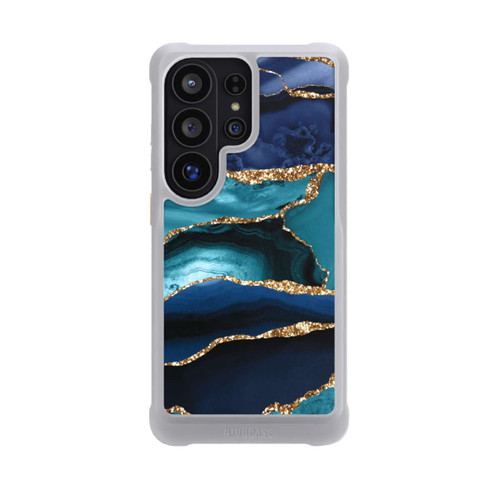 Samsung Galaxy S26 Ultra NIVOmax Dark and Light Blue Marble Gold Glitter Look