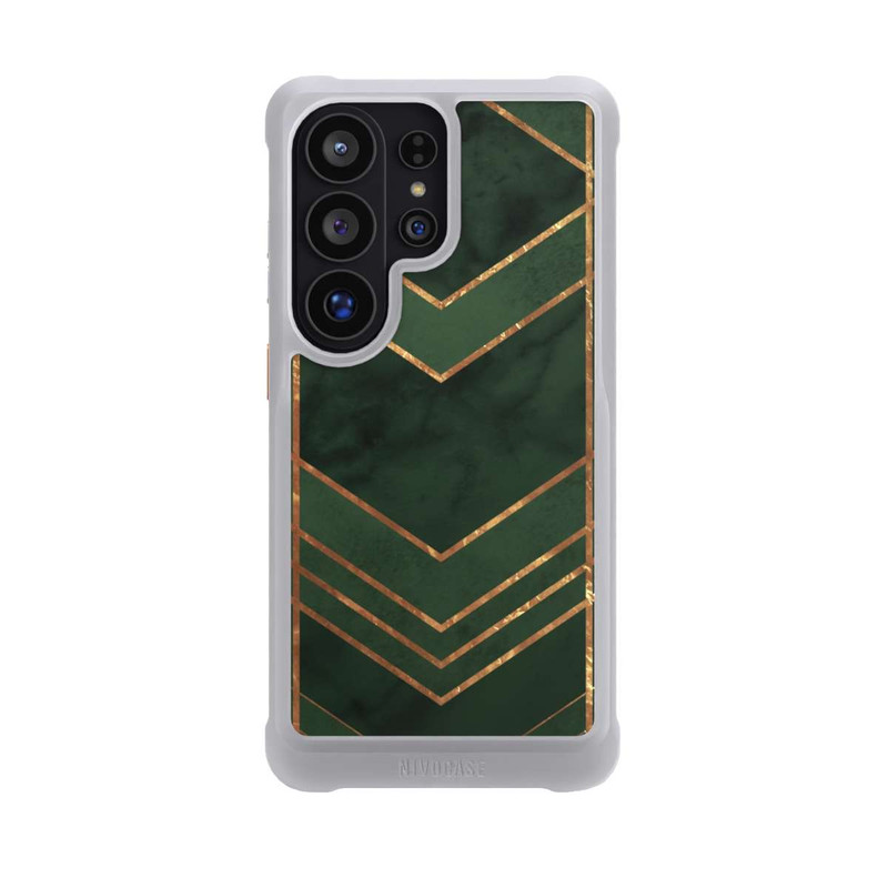 Galaxy S26 Ultra NIVOmax Dunkelgrün gemustert Goldene Streifen
