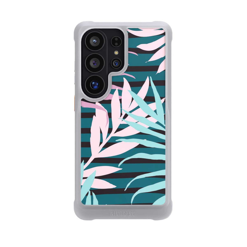 Galaxy S26 Ultra NIVOmax Pastell-Dschungelblätter rosa blaugrün