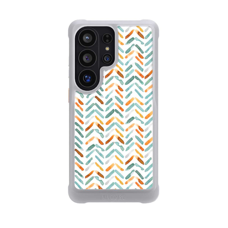 Galaxy S26 Ultra NIVOmax Elegantes Herbstchevron Blau Orange