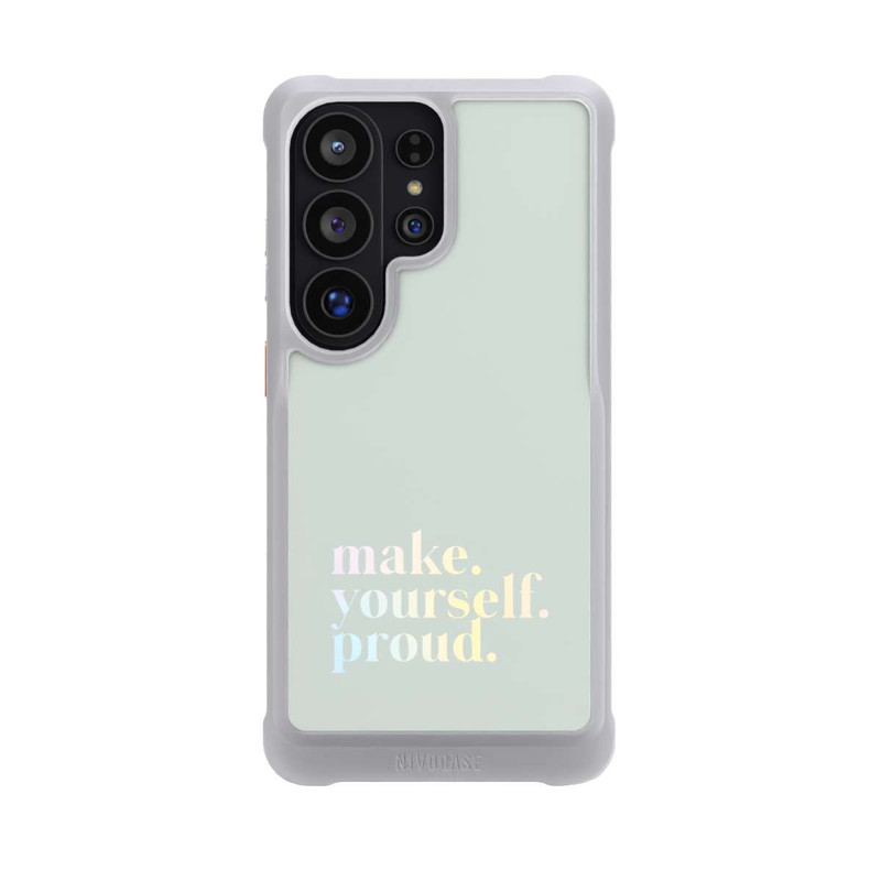 Galaxy S26 Ultra NIVOmax Make Yourself Proud Zitat-Minze und Farbverlauf