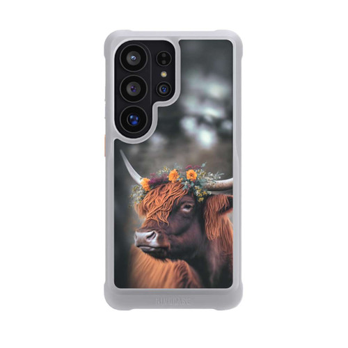 Samsung Galaxy S26 Ultra NIVOmax Vache des Highlands avec des fleurs avec IA