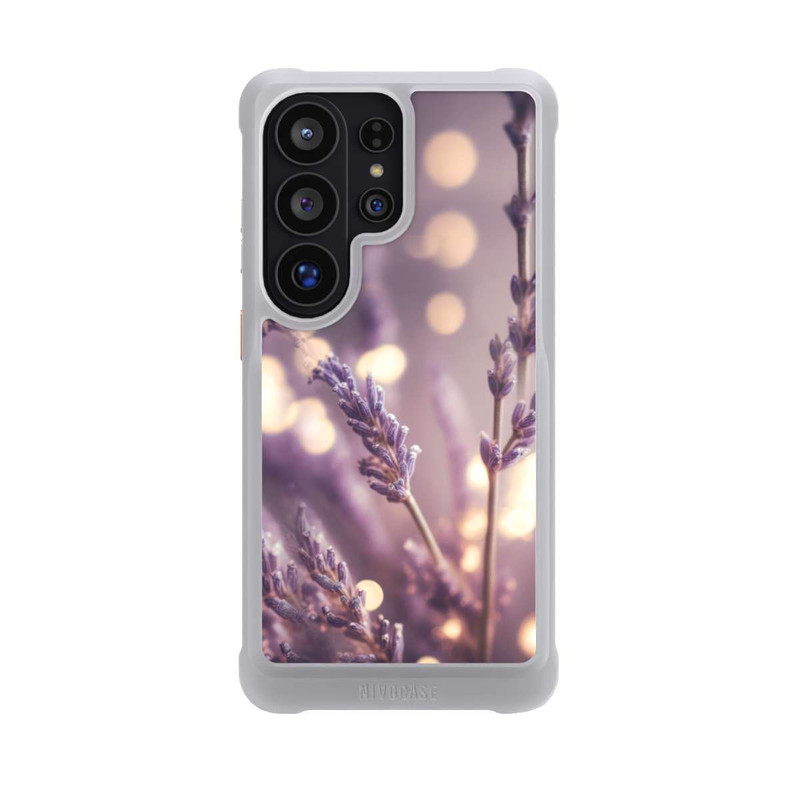Galaxy S26 Ultra NIVOmax Lavande en gros plan avec IA