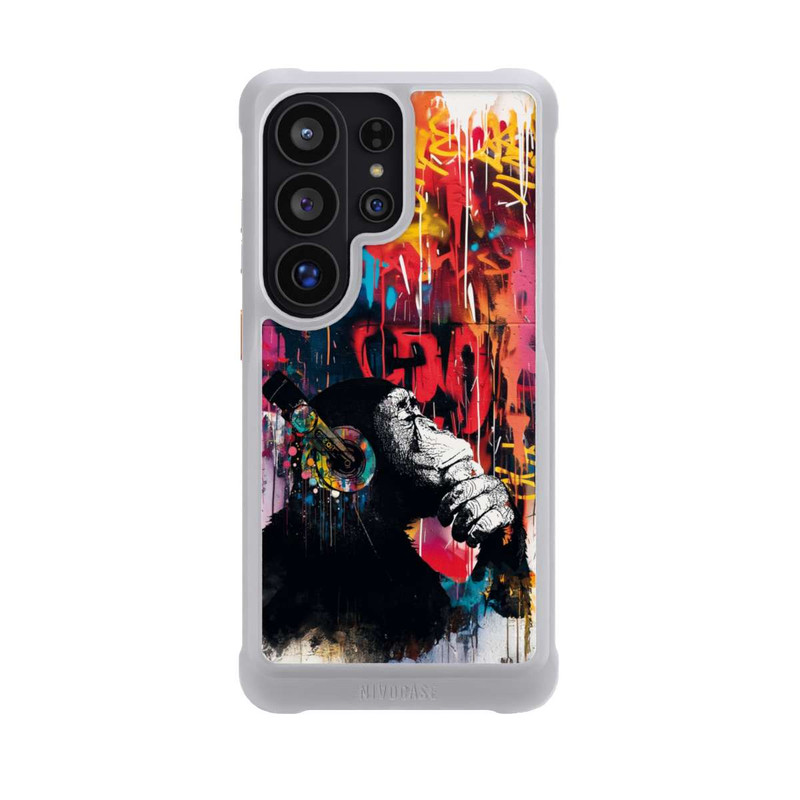 Galaxy S26 Ultra NIVOmax Affe Stereo Kopfhörer Graffiti Street Art Blau
