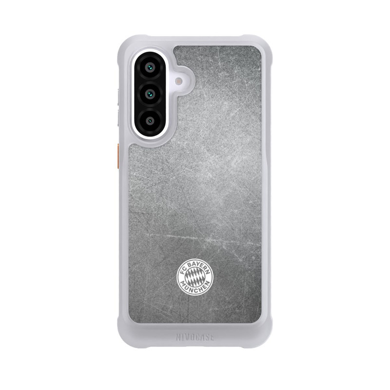 Galaxy A57 5G NIVOmax Logo FCB Classique Petit - Blanc sur Fond Métallique