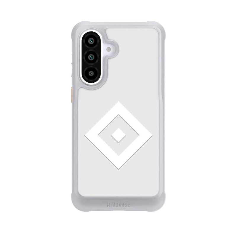 Galaxy A57 5G NIVOmax Logo en forme de losange sur fond gris HSV