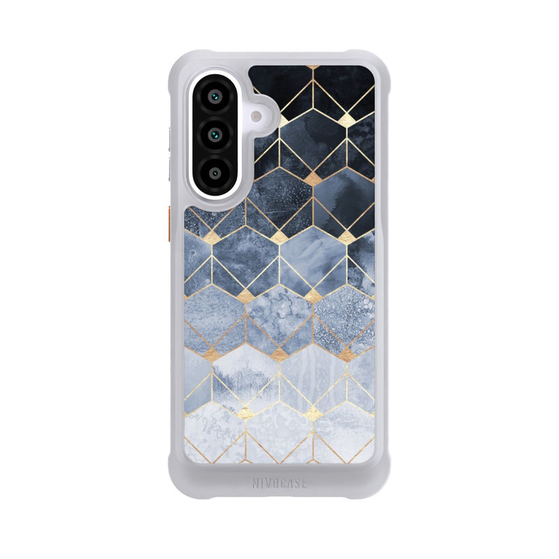 Galaxy A57 5G NIVOmax Blaue Sechsecke und Diamanten Golddruck