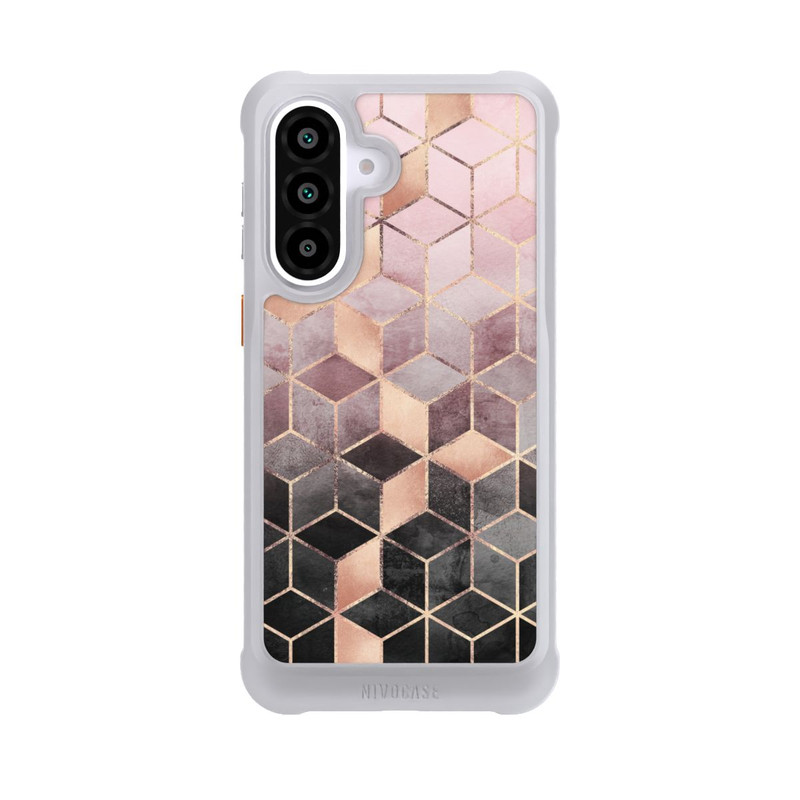 Galaxy A57 5G NIVOmax Pink-grauer Farbverlauf Würfel Druck