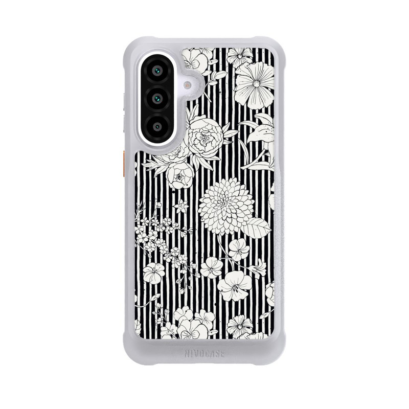 Galaxy A57 5G NIVOmax Flowers and Stripes Black and White