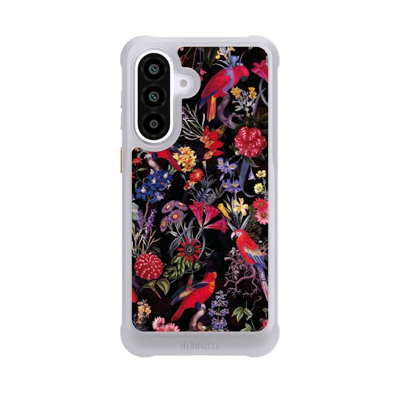 Galaxy A57 5G NIVOmax Fleurs sombres et perroquets
