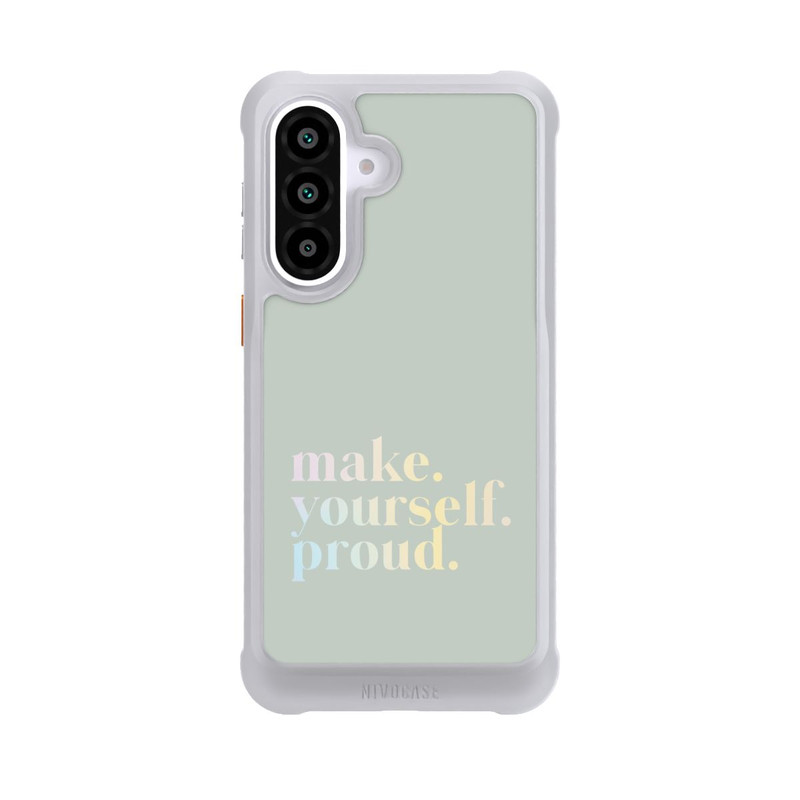 Galaxy A57 5G NIVOmax Make Yourself Proud Zitat-Minze und Farbverlauf