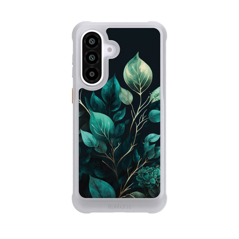 Galaxy A57 5G NIVOmax Grüne Eukalyptus Blätter mit dunklem Hintergrund mit KI