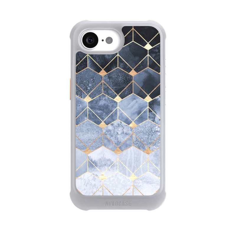 iPhone 17e NIVOmax Blaue Sechsecke und Diamanten Golddruck