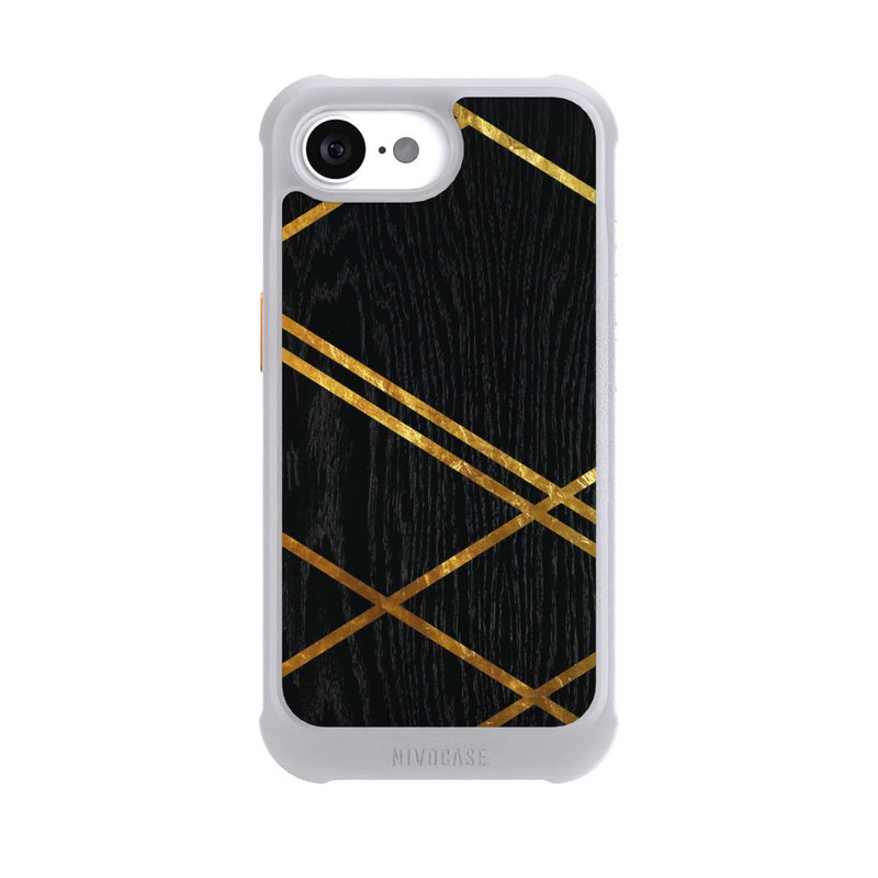 iPhone 17e NIVOmax Schwarzes geometrisches Muster Goldene Streifen
